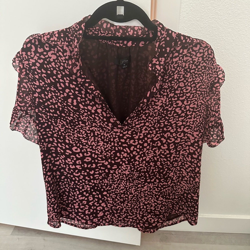 Jcrew Pink and Black Leopard Print Women's Top
